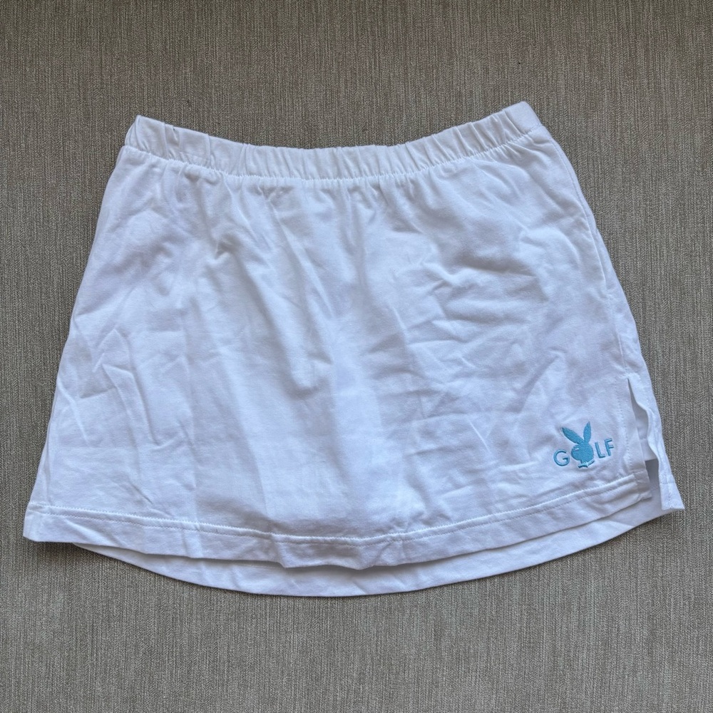 vintage 2000s y2k playboy golf white & blue soft mini tennis skirt skort🐇⛳️